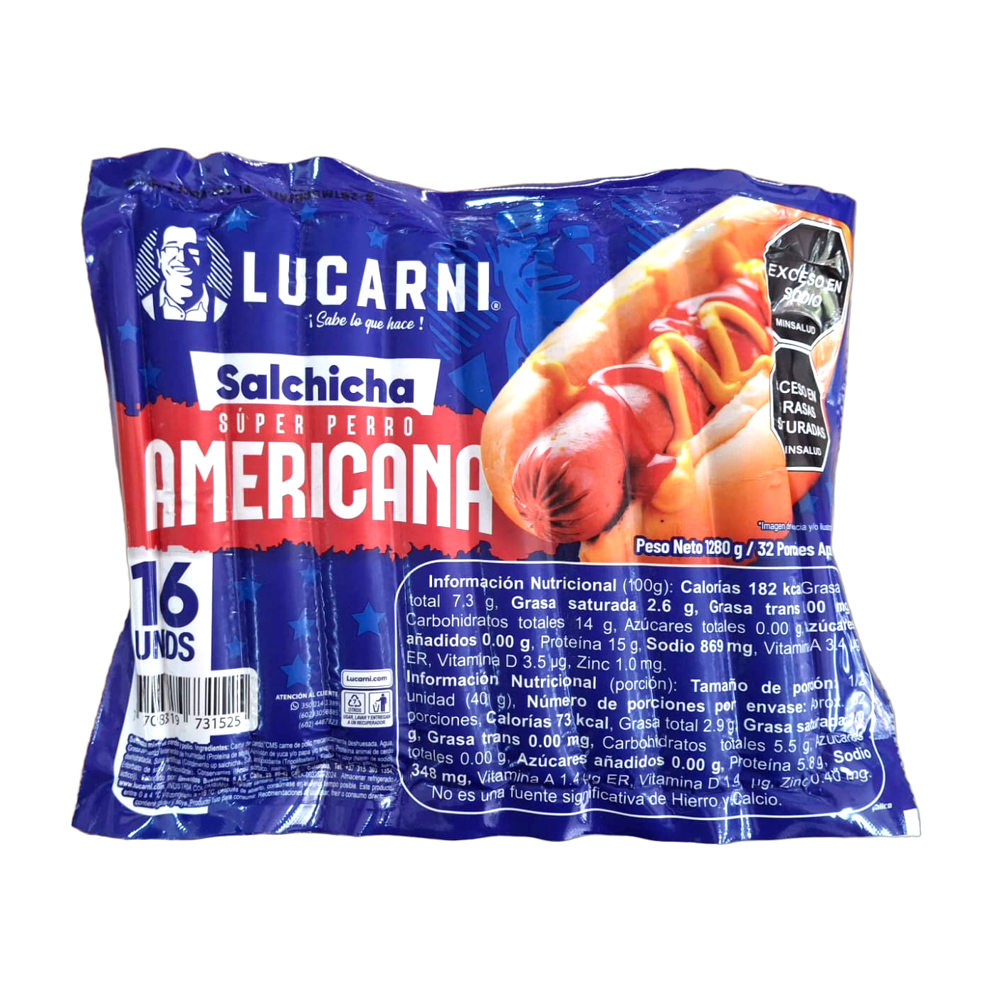 SALCHICHA LUCARNI X 16 UND AMERICANA