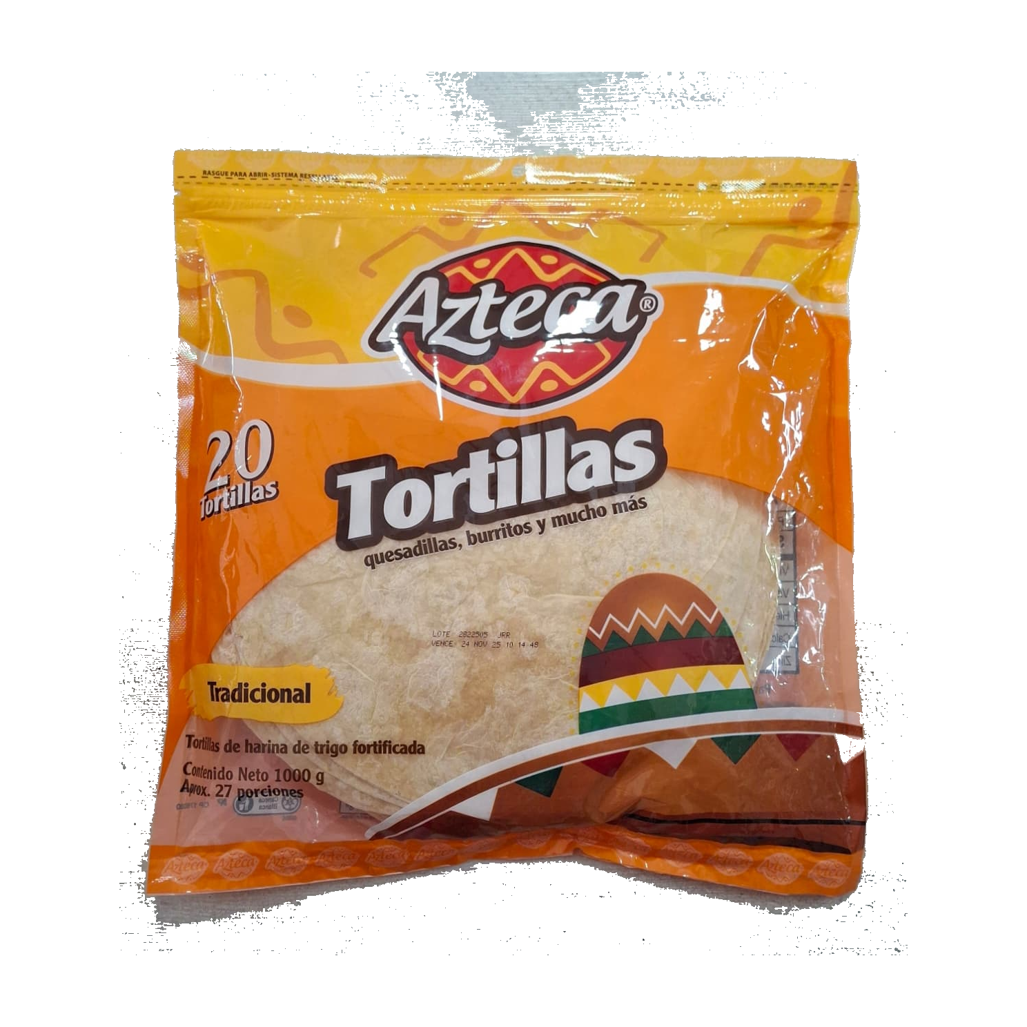 TORTILLA AZTECA 20 CM X 20 UND