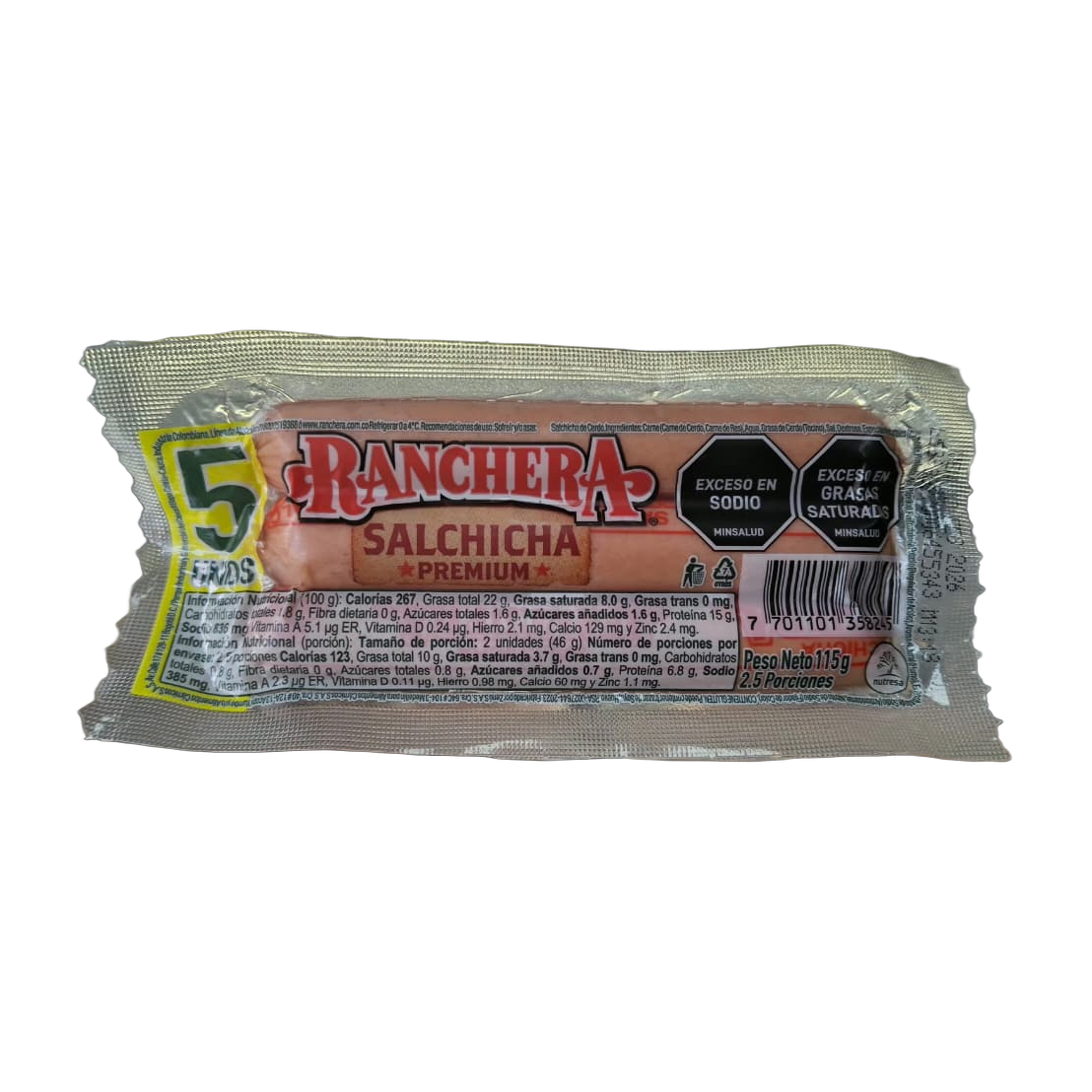 SALCHICHA RANCHERA X 5 UND ZENU