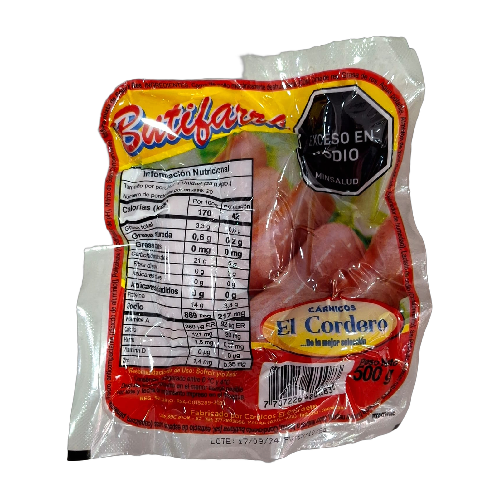 BUTIFARRA CORDERO X 500 GRM