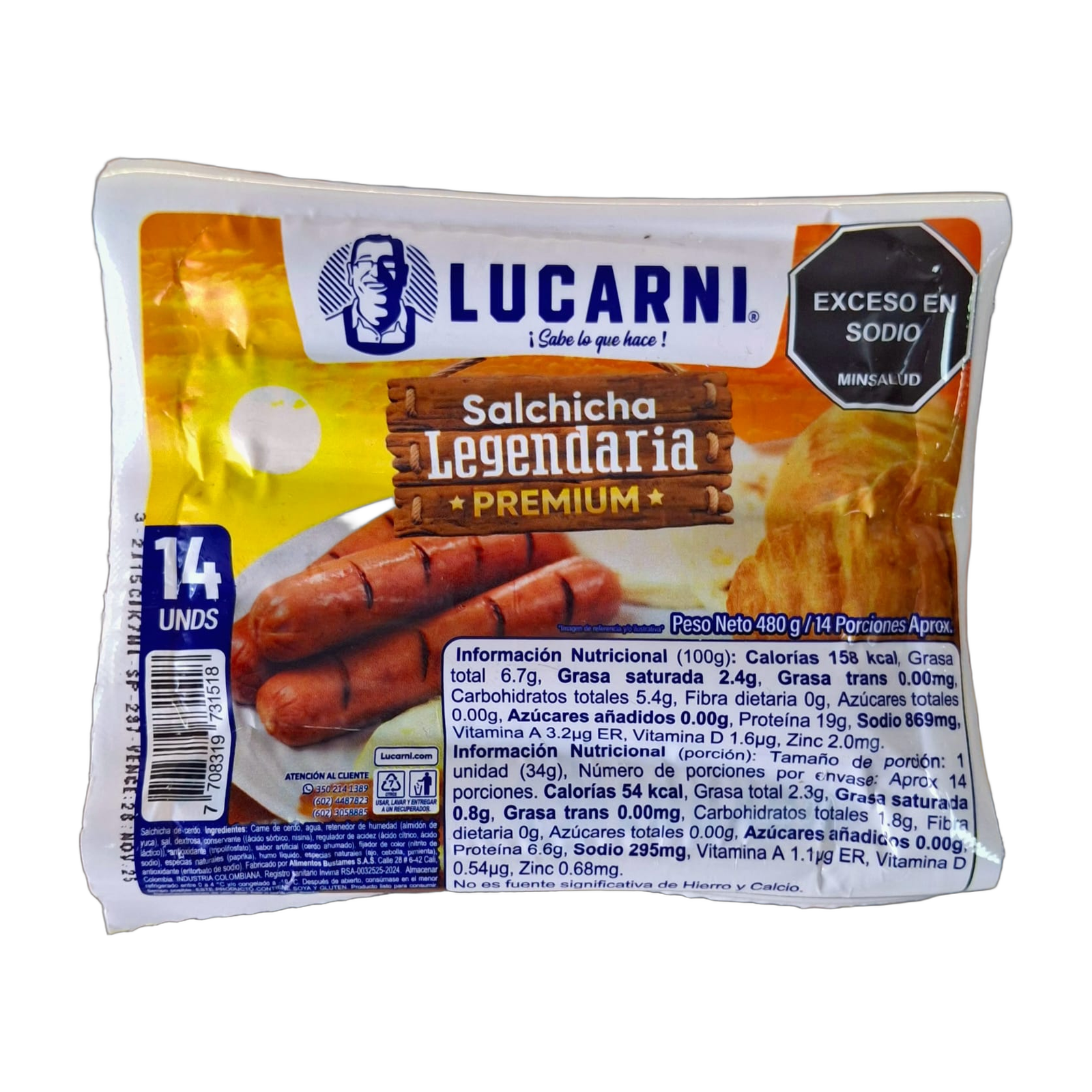 SALCHICHA LUCARNI LEGENDARIA X 14 UND