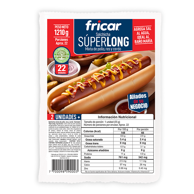 SALCHICHA SUPERLONG X 22 UND FRICAR