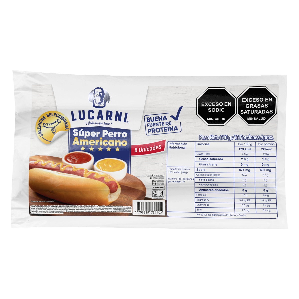 SALCHICHA LUCARNI X 8 UND X 640 GRM