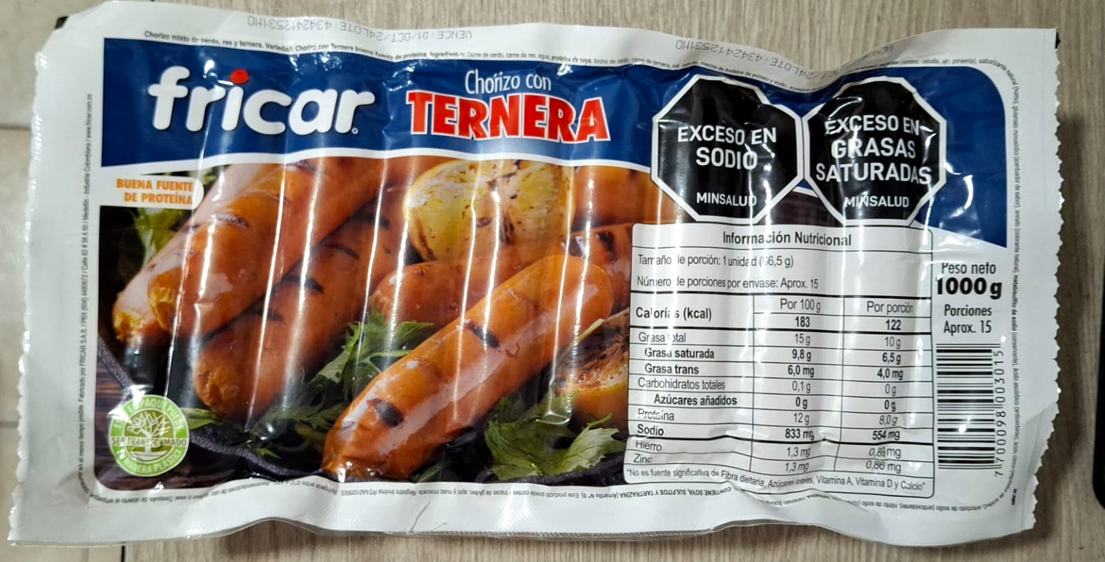 CHORIZO TERNERA X 20 UND FRICAR