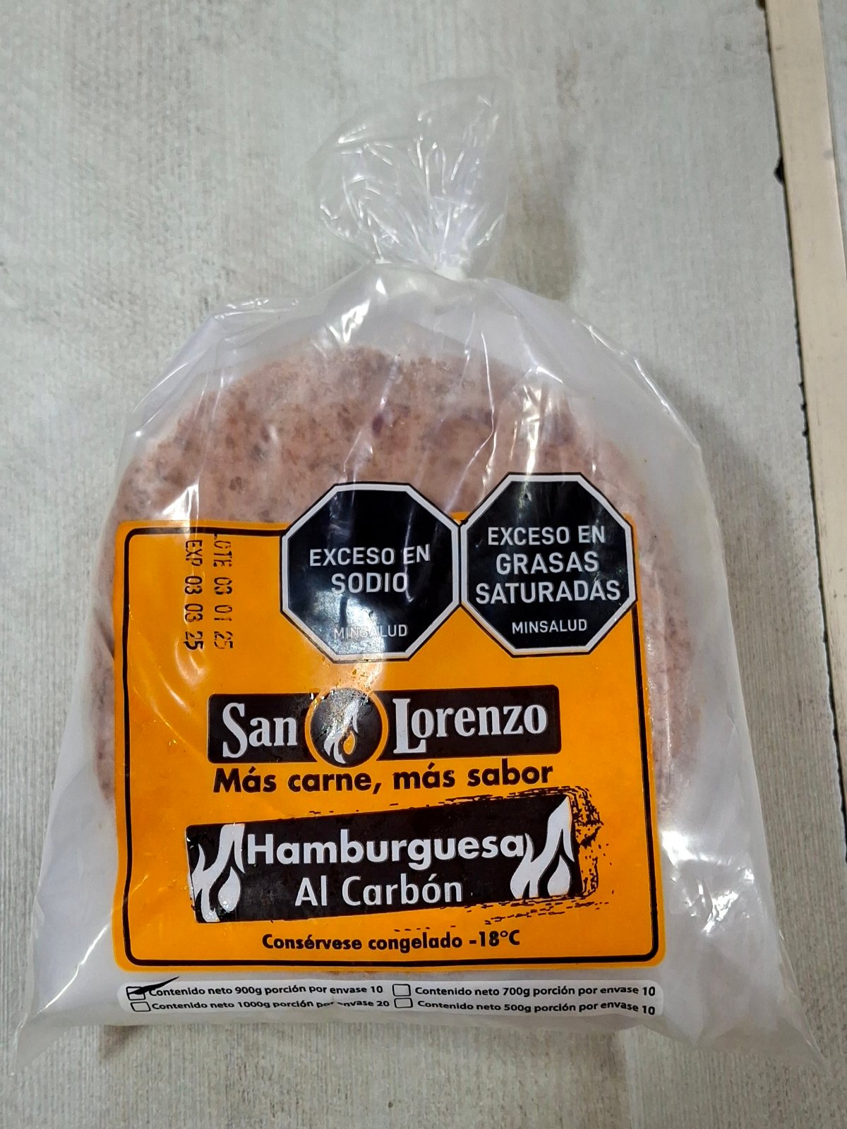 CARNE HAMBURGUESA X 900 GRM X 10 UND