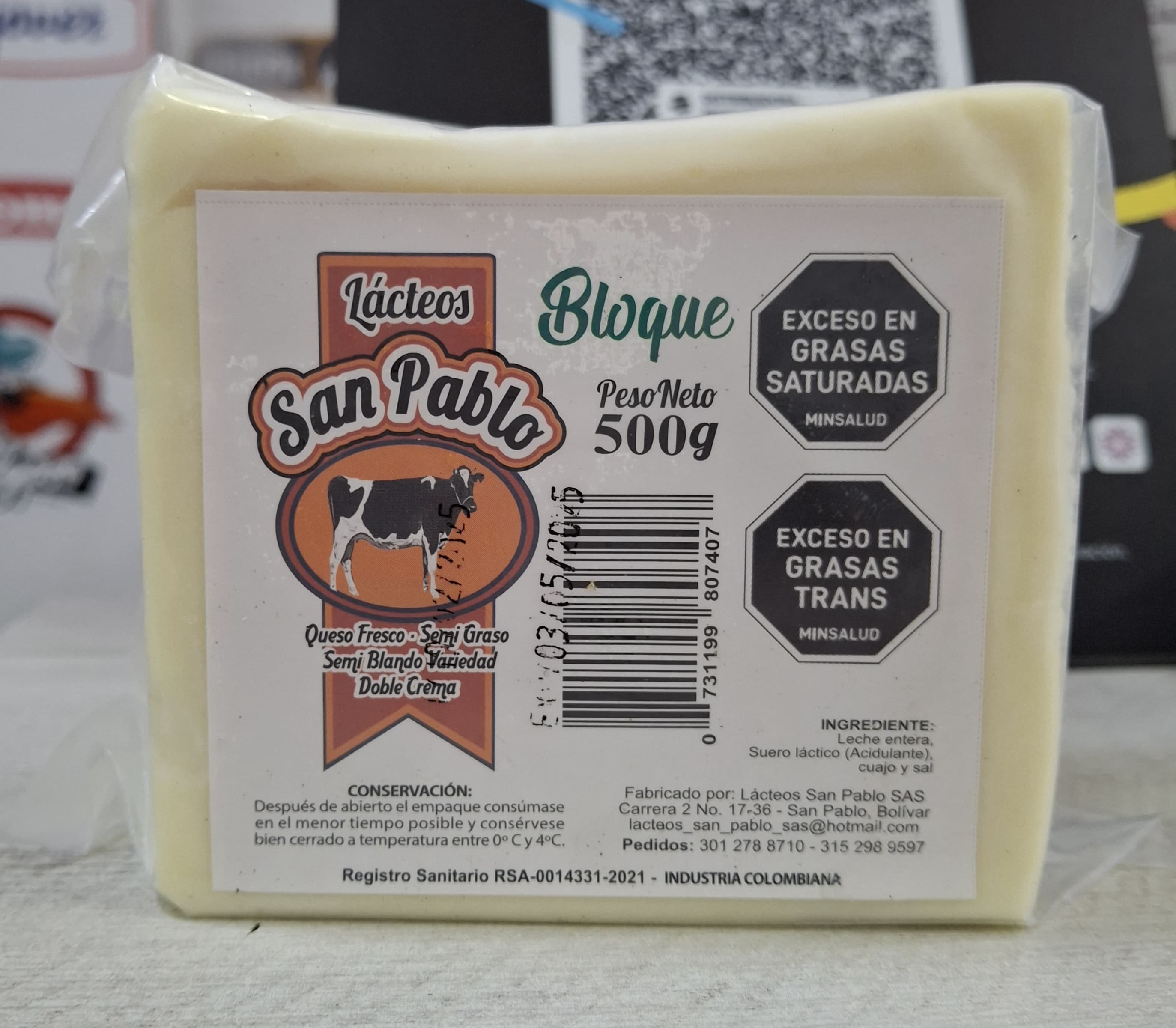 QUESO SAN PABLO ENTERO *500 GR