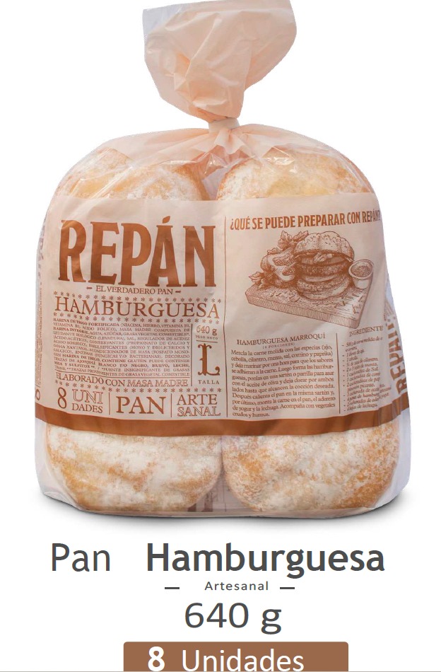 REPAN HAMBURGUESA X 8 UND ARTESANAL