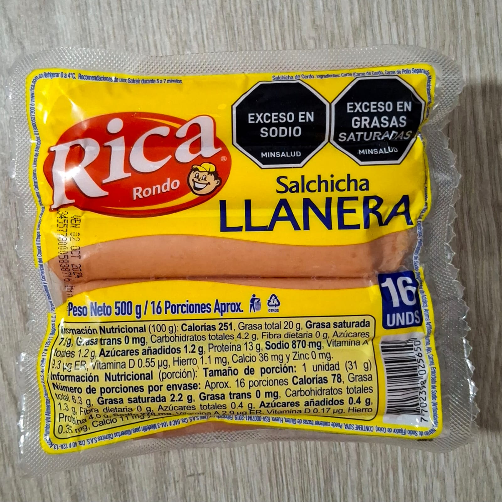 SALCHICHA LLANERA X 500 G