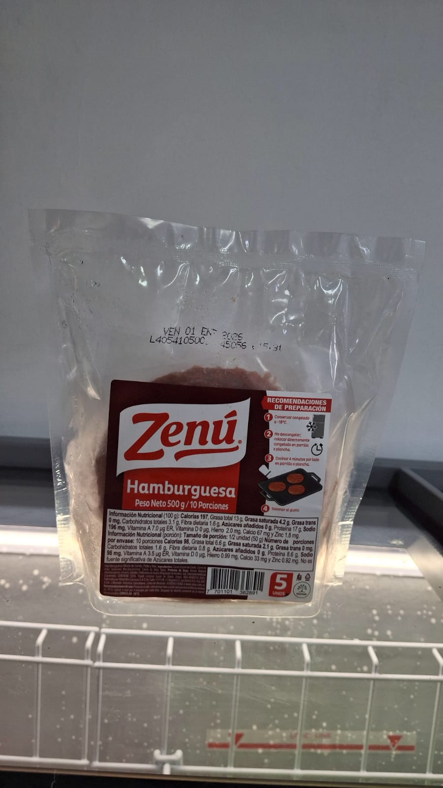 CARNE HAMBURGUESA ZENU X 5 UND
