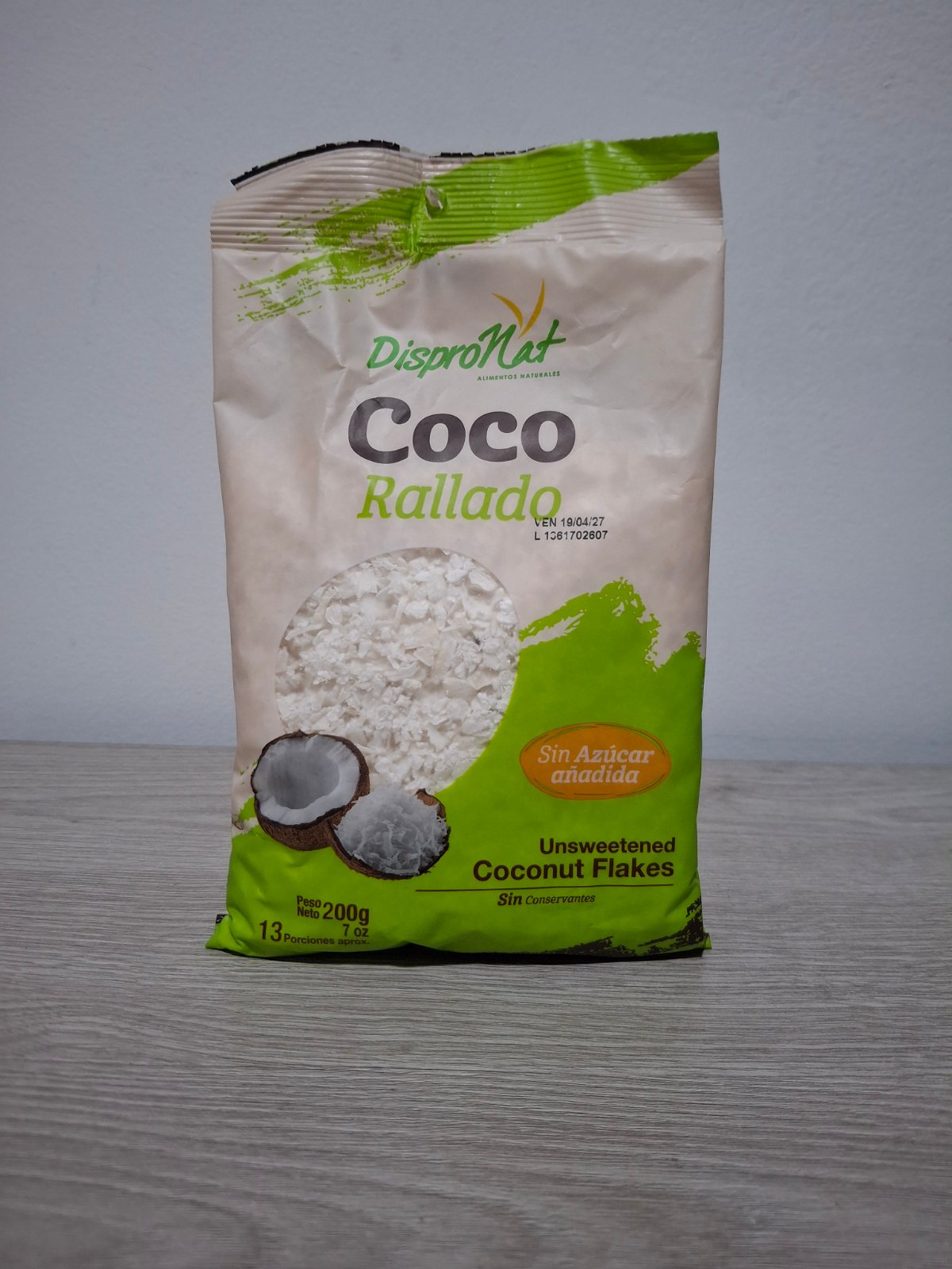 COCO RALLADO SIN AZUCAR X 200 GRM