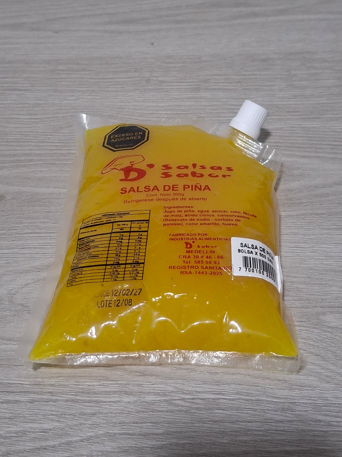 SALSA DE PIムA DE SABOR X 500 GRM